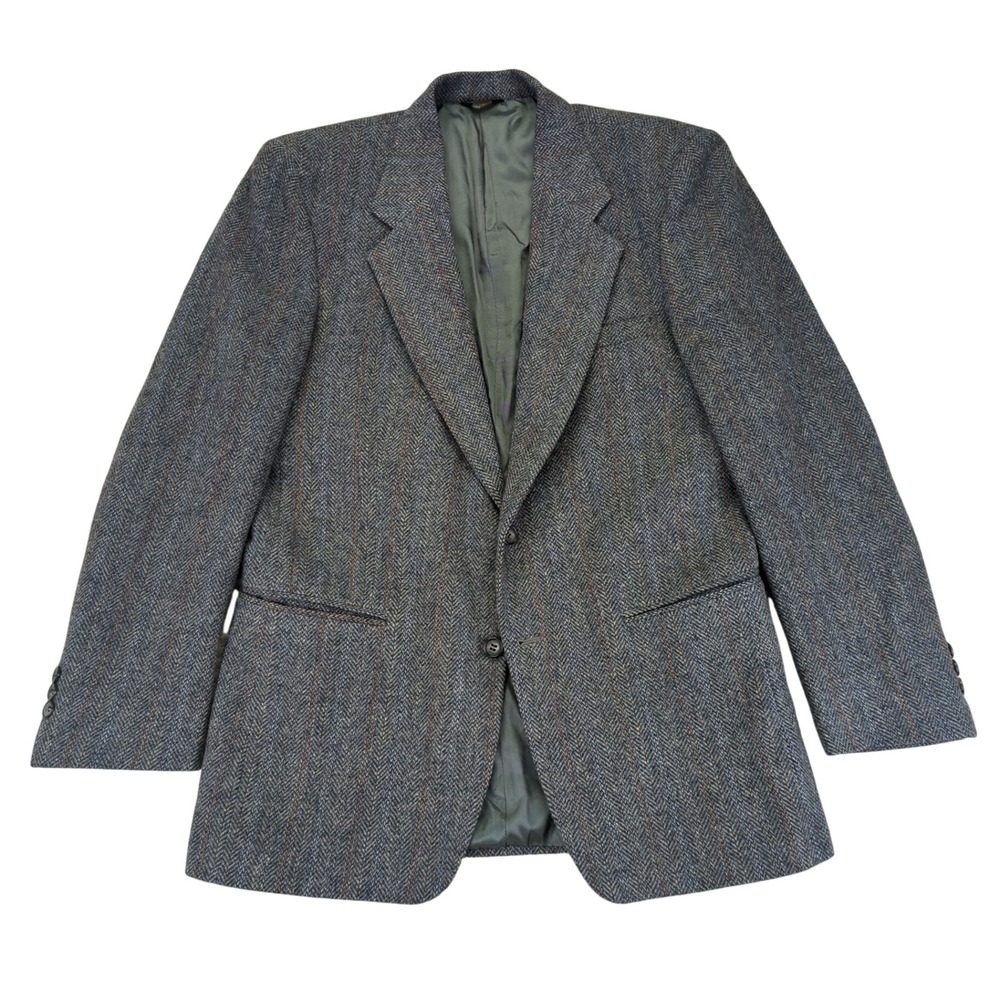 Daniel Hechter Mens Herringbone Tweed Blazer‎ Sport Coat Jacket Gray Brown 41